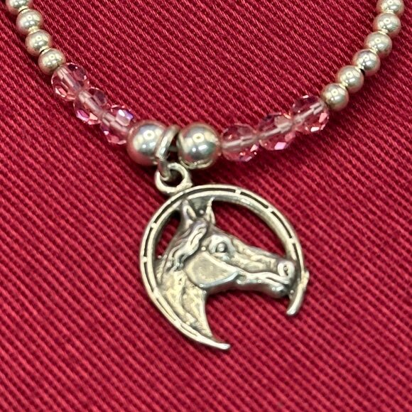 Sterling Silver Equestrian/Horse/Horseshoe Choker Necklace - Picture 1 of 11